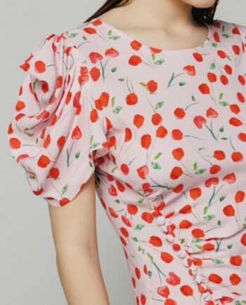 KARIN ABITO CON DRAPPEGGIO E BOTTONCINI CERISES ROSE - MAR DE MARGARITAS