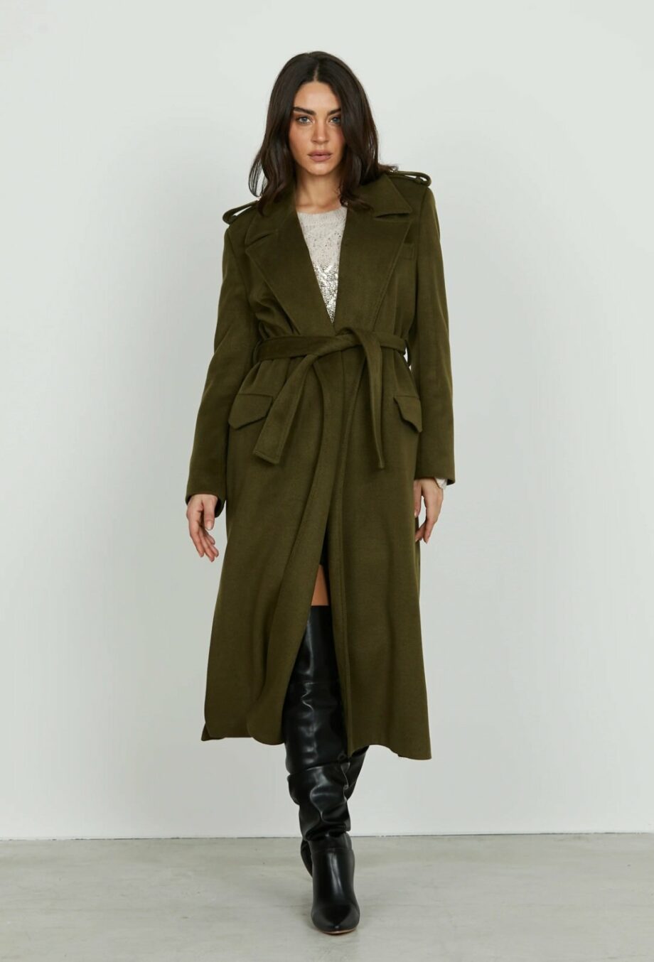 CAPPOTTO CON CINTURA VERDE MILITARE - RELISH