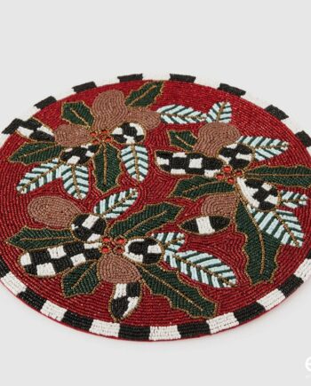 SOTTOPIATTO NATALIZIO FOGLIE E SCACCHI - EDG