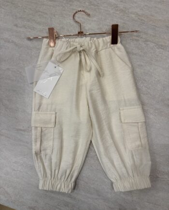 Pantalone cargo panna