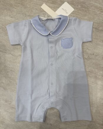 Pagliaccetto con colletto a righe azzurro