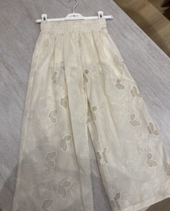 Pantalone burro con ricami