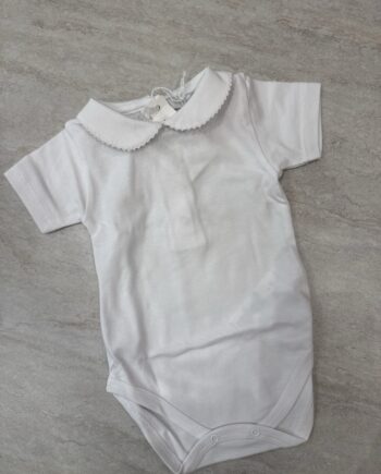 Body con colletto croquette bianco