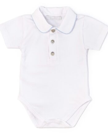 Body con colletto profilo azzurro