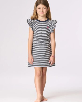 Abito a righe bianche e blu