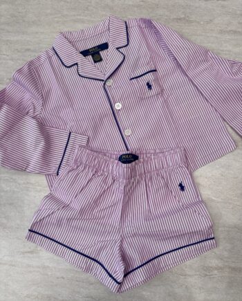 Pigiama camicia a righe viola