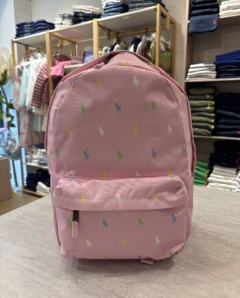 Zaino rosa con cavallini multicolor